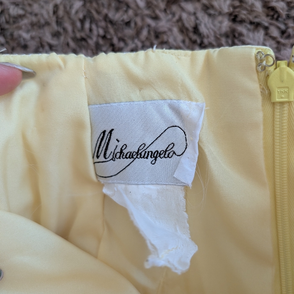 Vintage Elegant Yellow Strapless Dress Size Small - Picture 4 of 6